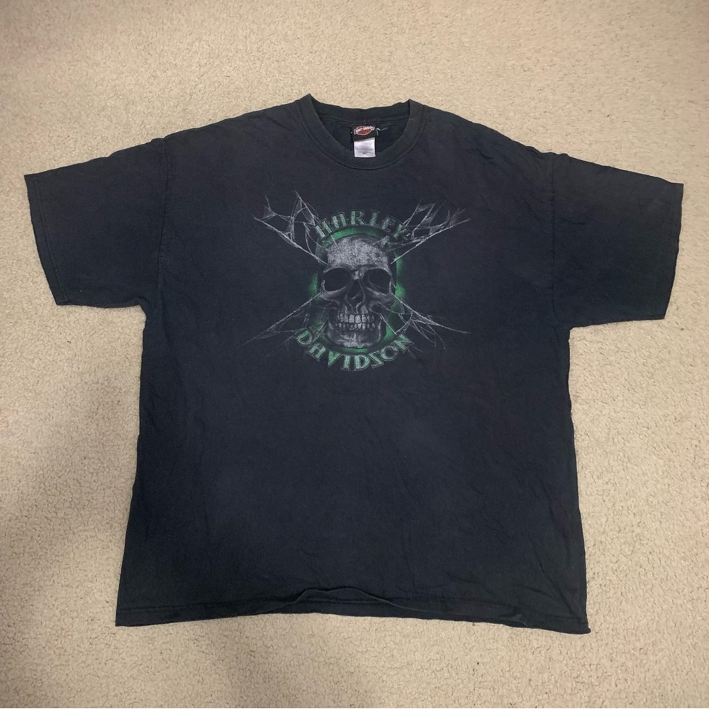 Harley Davidson Green Skull Bartels Seminole Samford FL Black T-Shirt Men’s 2XL